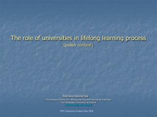 The role of universities in lifelong learning process (polish context)