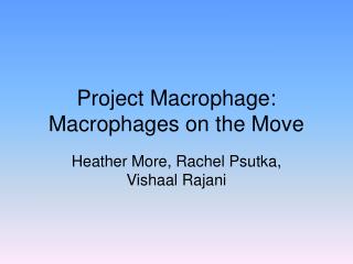 Project Macrophage: Macrophages on the Move