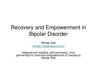 Recovery and Empowerment in Bipolar Disorder