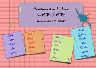 Bienvenue dans la classe des CM1 / CM2 Année scolaire 2012-2013