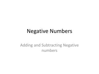 Negative Numbers