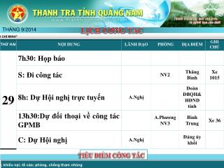 LỊCH CÔNG TÁC