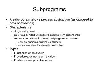 Subprograms