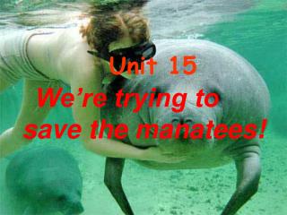 Unit 15 We’re trying to save the manatees!