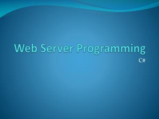 Web Server Programming