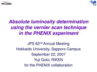 Absolute luminosity determination using the vernier scan technique in the PHENIX experiment