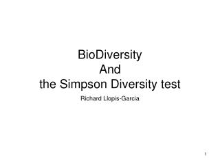 BioDiversity And the Simpson Diversity test