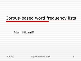 Corpus-based word frequency lists