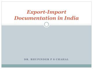 Export-Import Documentation in India