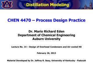 CHEN 4470 – Process Design Practice