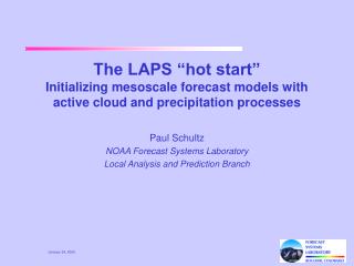 Paul Schultz NOAA Forecast Systems Laboratory Local Analysis and Prediction Branch