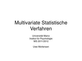 Multivariate Statistische Verfahren