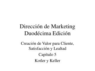 Dirección de Marketing Duodécima Edición