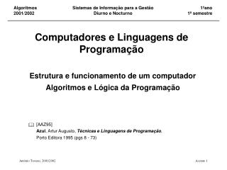 Computadores e Linguagens de Programação