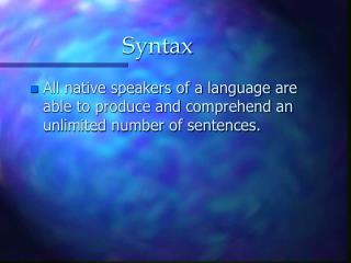 Syntax