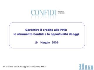 Garantire il credito alle PMI: lo strumento Confidi e le opportunità di oggi 19 Maggio 2009