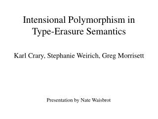 Intensional Polymorphism in Type-Erasure Semantics