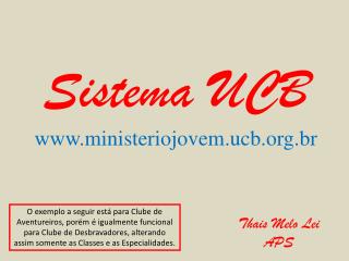 Sistema UCB ministeriojovem.ucb.br