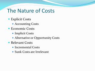 The Nature of Costs