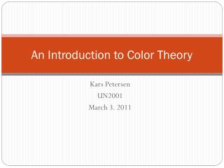 An Introduction to Color Theory