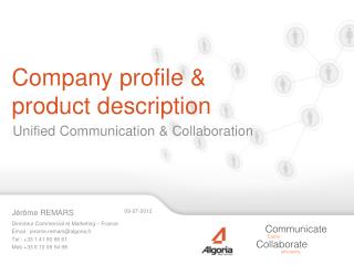Company profile &amp; product description
