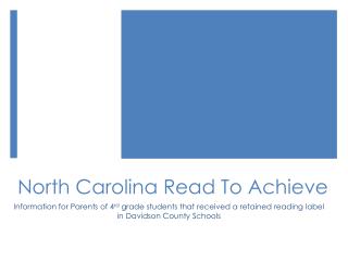 North Carolina Read To Achieve