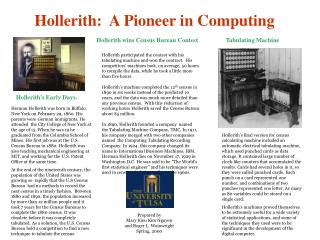 Hollerith: A Pioneer in Computing