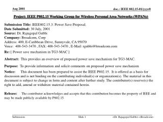 Project: IEEE P802.15 Working Group for Wireless Personal Area Networks (WPANs)