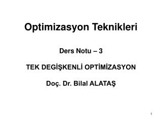 Optimizasyon Teknikleri