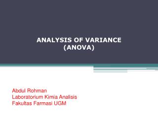 ANALYSIS OF VARIANCE (ANOVA)