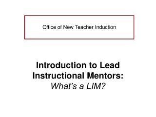 Introduction to Lead Instructional Mentors: What’s a LIM?