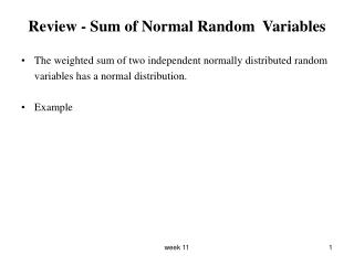 Review - Sum of Normal Random Variables