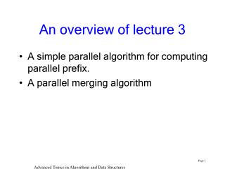 An overview of lecture 3