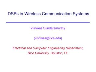 DSPs in Wireless Communication Systems