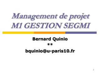 Management de projet M1 GESTION SEGMI