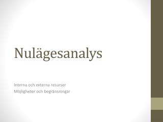 Nulägesanalys