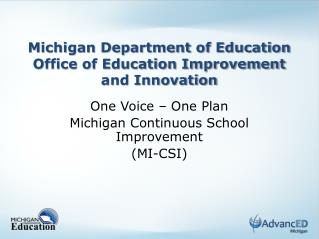 Michigan Department of Education Office of Education Improvement and Innovation