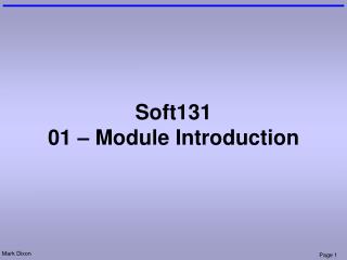 Soft131 01 – Module Introduction