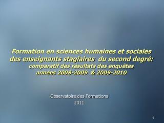 Observatoire des Formations 2011