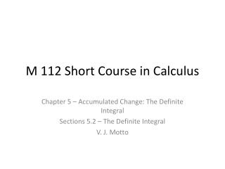 M 112 Short Course in Calculus