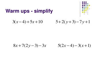 Warm ups - simplify