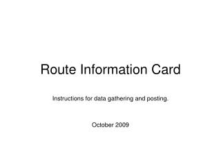 Route Information Card