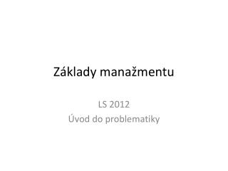 Základy manažmentu