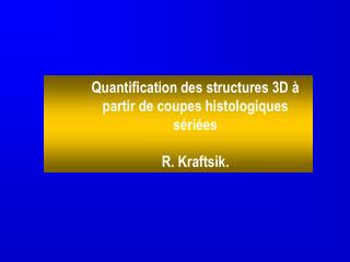 Quantification des structures 3D à partir de coupes histologiques sériées R. Kraftsik.