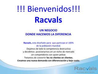 !!! Bienvenidos!!! Racvals UN NEGOCIO DONDE HACEMOS LA DIFERENCIA