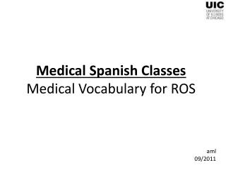 Medical Spanish Classes Medical Vocabulary for ROS