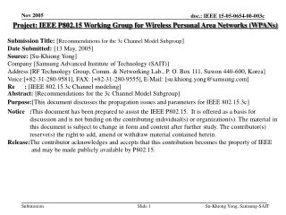 Project: IEEE P802.15 Working Group for Wireless Personal Area Networks (WPANs)