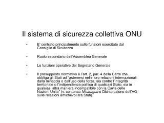 Il sistema di sicurezza collettiva ONU