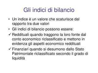 Gli indici di bilancio