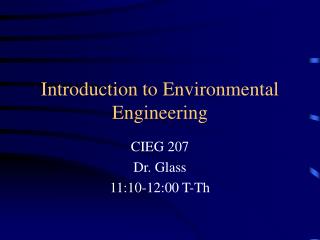 Introduction to Environmental Engineering